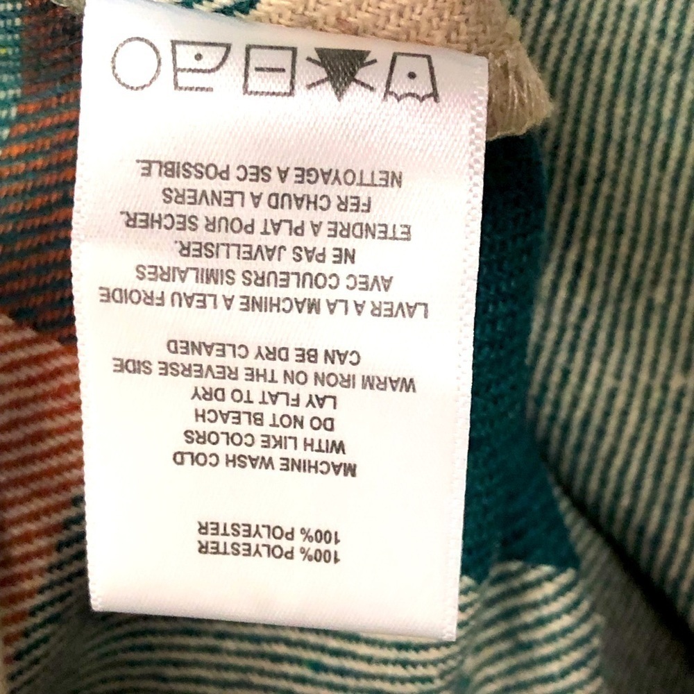 Shacket jade green and coral plaid long sleeve button down XS New - Picture 12 of 13